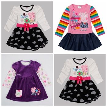 Vestido infantil Peppa pig manga longa
