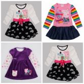 Vestido infantil Peppa pig manga longa